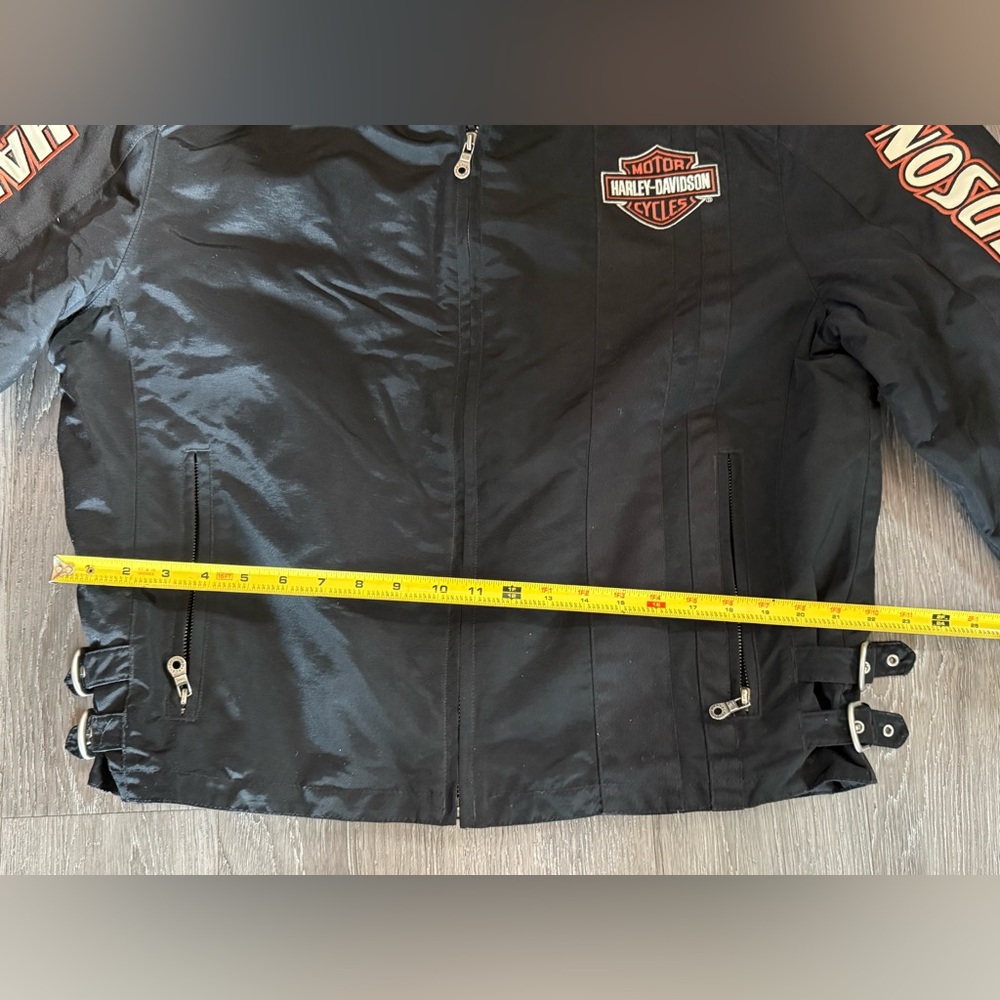 Harley-Davidson Black and Orange XL Embroidered Patch Men's Bomber Jacket - Picture 11 of 15